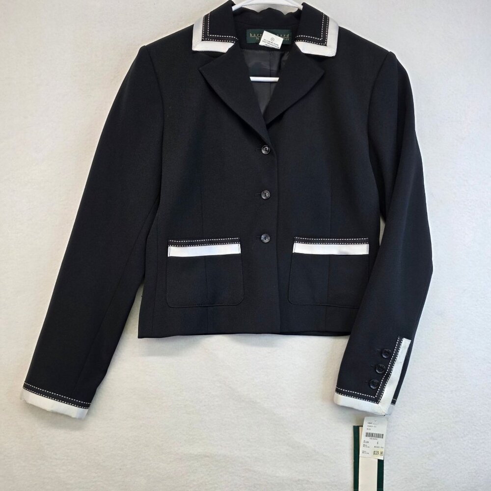 Vintage Harvé Benard Colorblock Blazer Size 6 Black Deadstock Whimsygoth Office
